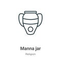 Manna jar outline vector icon. Thin line black manna jar icon, flat vector simple element illustration from editable religion