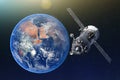 Manned spacecraft orbiting the earth. Elements of this image furnished by NASA