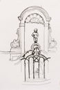 Manneken pis in Brussel lineart sketch