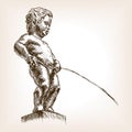 Manneken Pis hand drawn sketch style vector