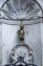 Manneken Pis (Little man Pee), a Famous bronze sculpture in Brussels Royalty Free Stock Photo