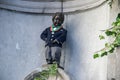 Manneken Pis statue, boy bronze sculpture in Brussels downtown