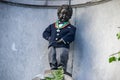 Manneken Pis statue, boy bronze sculpture in Brussels downtown