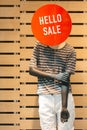 Mannequin announces sale Royalty Free Stock Photo