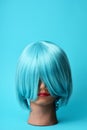 Mannequin with a blue wig Royalty Free Stock Photo