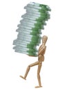 Mannequin Carrying Pile Packs 100 Euro Banknotes Isolated Royalty Free Stock Photo