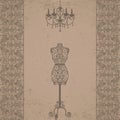 Mannequin and chandelier with lace border