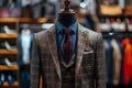 Mannequin displaying new mens clothing in a suit store. Concept Retail Display, Mens Fashion, Suit Royalty Free Stock Photo