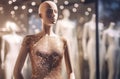 Mannequin dress elegant shiny view at mall shop. Generate Ai Royalty Free Stock Photo