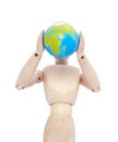 Mannequin with globe on head