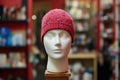 a mannequin head sporting a trendy beanie hat Royalty Free Stock Photo