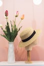 Mannequin head in straw hat