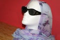 Mannequin head with sunglasses and scarf Royalty Free Stock Photo