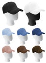 Mannequin heads with blank baseball cap template
