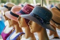 mannequin heads showcasing diverse summer hat styles