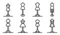 Mannequin icons set, outline style