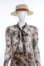 Mannequin portrait with abstract blouse and straw hat. Royalty Free Stock Photo