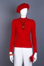 Mannequin with red clothes and accessories. Royalty Free Stock Photo