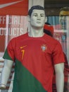 mannequin representing Cristiano Ronaldo wearing the red jersey of the Portuguese national football team.