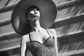 mannequin in a retrostyled swimsuit with a widebrim hat Royalty Free Stock Photo