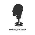 Mannequin for sewing hats glyph icon. Dummy head vector symbol. Editable stroke Royalty Free Stock Photo