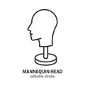 Mannequin for sewing hats line icon. Dummy head vector symbol. Editable stroke. .Mannequin for sewing hats line icon. Dummy head