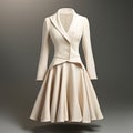 Elegant White Coat Dress: Timeless Nostalgia In Hyper Realistic Daz3d Style