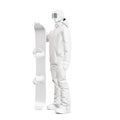 a mannequin with a snowboarder full uniform and a snowboard isolated on a white background
