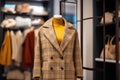 mannequin wearing latest winter fashion coat in a boutique