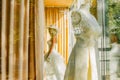 Mannequin in window display. Showcase mannequin wedding dress Royalty Free Stock Photo