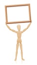 Mannequin Wood Holding Up Board Royalty Free Stock Photo