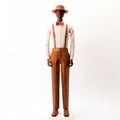 Handcrafted Wooden Mannequin With Suspenders - Ronald Wimberly Style