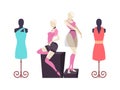 Mannequins with Clothes Dresses and Shorts Vector Royalty Free Stock Photo