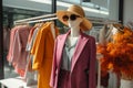 Mannequins in the clothes store display trendy outfits to inspire fashion-conscious shoppers