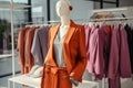 Mannequins in the clothes store display trendy outfits to inspire fashion-conscious shoppers
