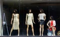 Mannequins dressed in latest fashion kept in front of retail clothes