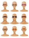 Mannequins Heads Display Sunglasses Realistic Set