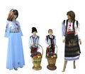 Mannequins in national traditional balkanic, moldavian, romanian