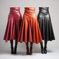 Stylish Leather Skirts In Crimson And Amber: Classic And Edgy Fashion