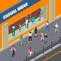 Mannequins In Showcase Isometric Illustration