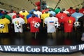 Mannequins with t-shirts. In Moscow in the official store of the world Cup in Russia 2018.