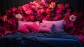 Mannerism Bed Of Roses: Dark Pink And Violet Theatrical Installations Royalty Free Stock Photo