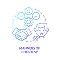 Manners of courtesy blue gradient concept icon