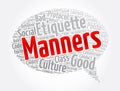 Manners message bubble word cloud collage, concept background Royalty Free Stock Photo