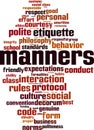 Manners word cloud Royalty Free Stock Photo