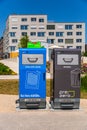 Mannheim, Germany: Waste recycling concept, sorting garbage in a city