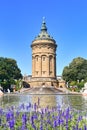 Mannheim, Germany - September 2020: Water Tour called `Wasserturm`, landmark of German city Mannheim in small public park