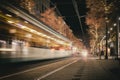 Mannheim, stra enbahn, planken, innenstadt,time exposure, city, light, tree Royalty Free Stock Photo