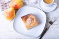 Mannik Semolina pie with pear and canella. Royalty Free Stock Photo