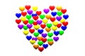 Manny colored small hearts are forming one big heart